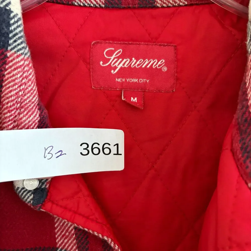 Supreme Plaid Quilted Shirt Jacket Red Flannel Men’s M Streetwear Box Logo